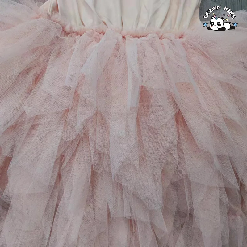 LEZONKIDS - Fashionable girls children feathers dress princess dress for birthday party